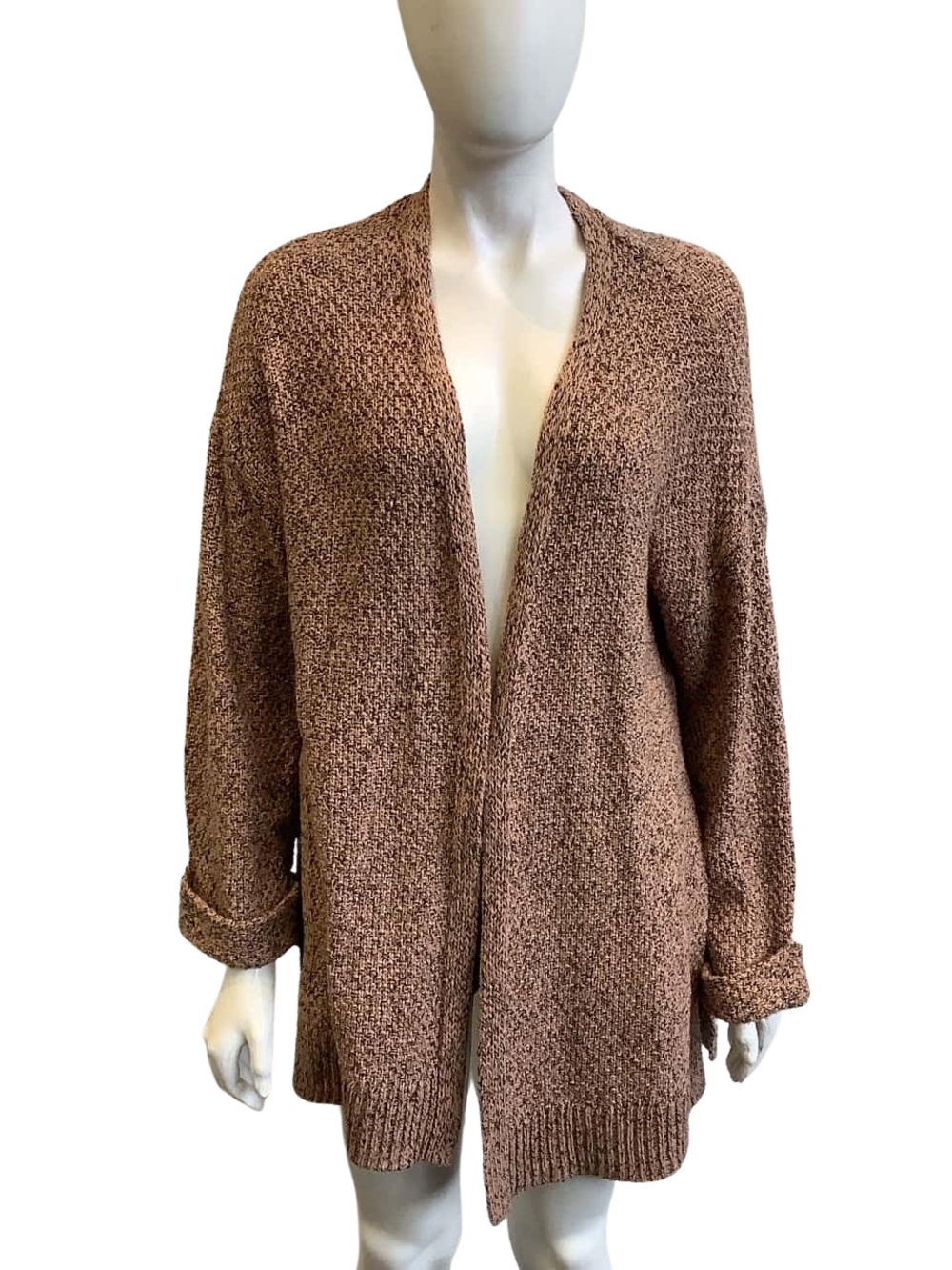 H&M Open-Front Knit Cardigan - Brown Heather